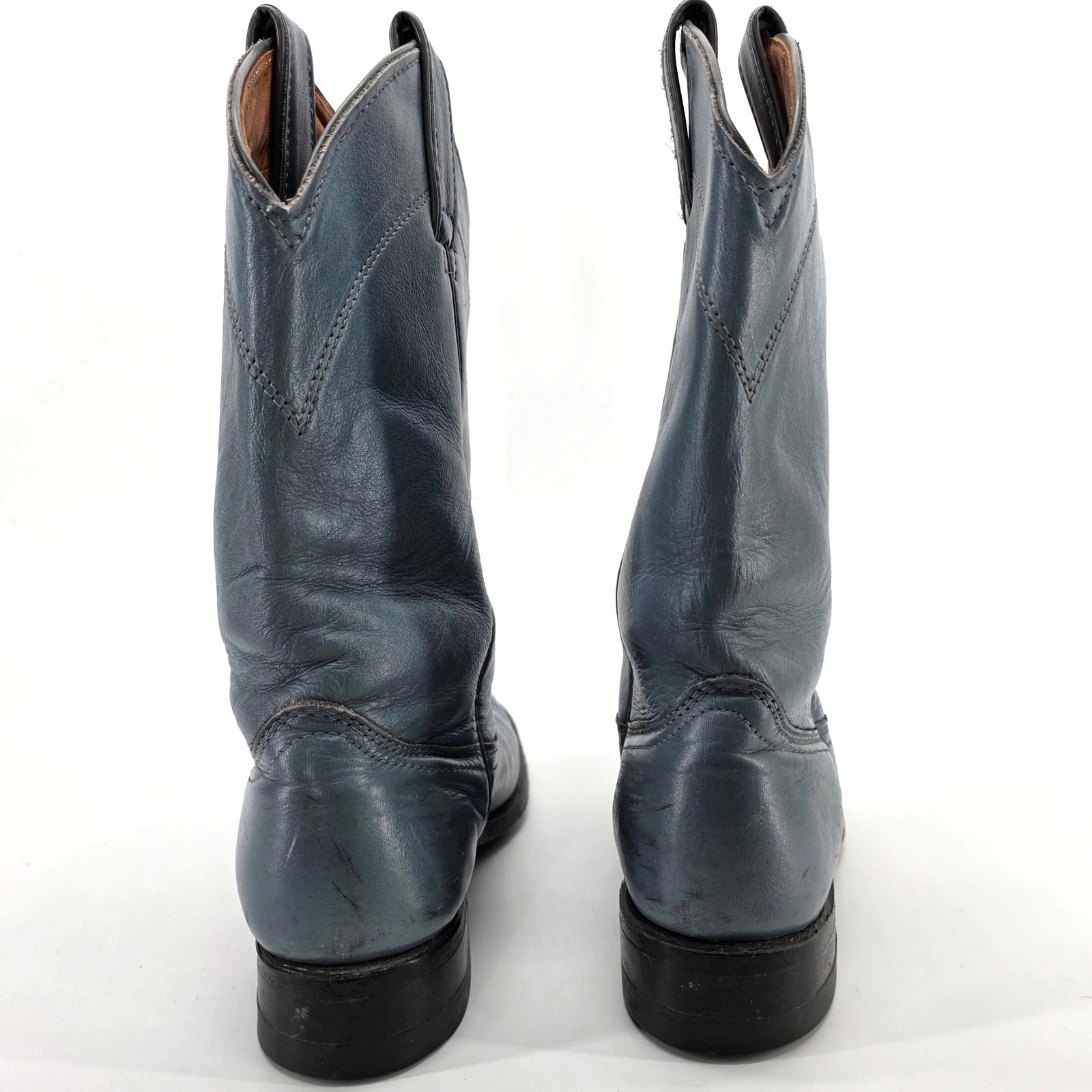 Vintage Wrangler Cowboy Boots Roper 6.5 M Blue Leather 4938 O'sullivan Cowgirl — image 3 of 8